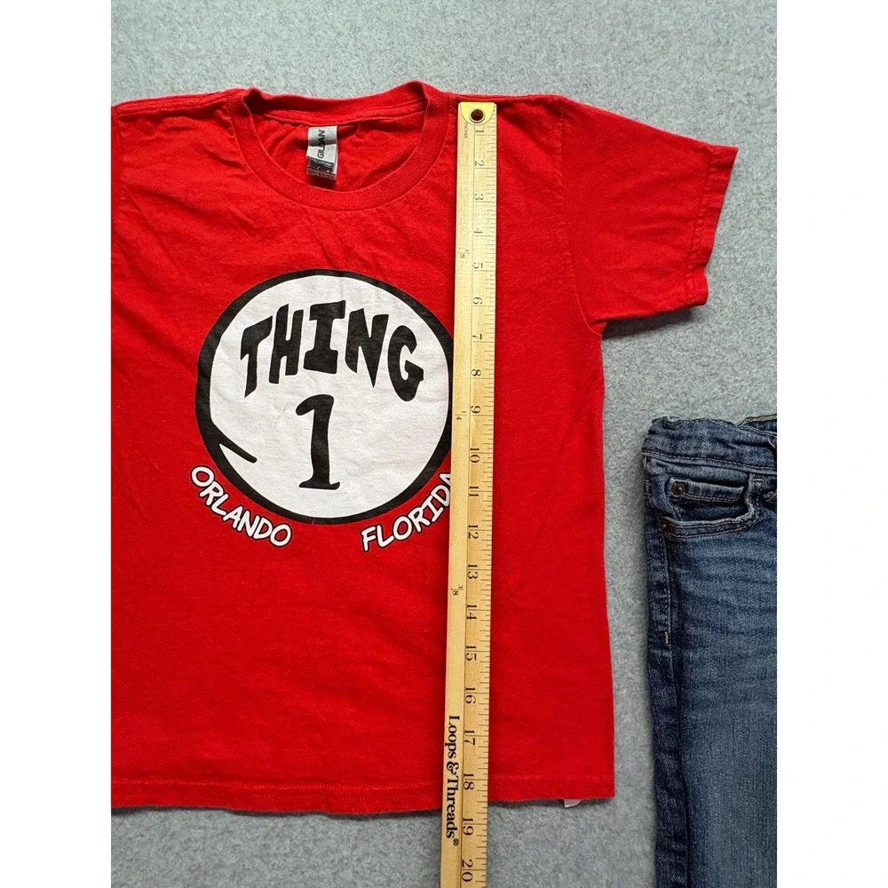 Dr Seuss Thing 1 Shirt Childrens Place Jeans Set Red Blue Boys Size 4T XS - Picture 8 of 16